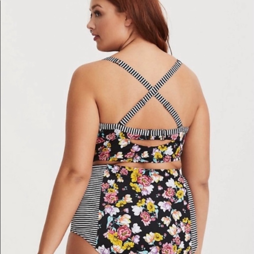 Torrid floral striped swim bottoms - Picture 5 of 5